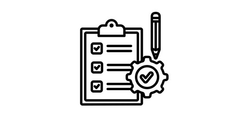 Checklist with gear and pencil for business efficiency