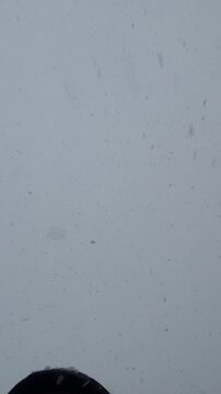 Snow falling in Ankara; close-up of snowflakes.