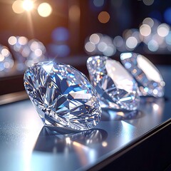 Sparkling diamonds on display