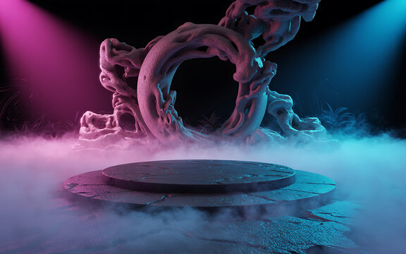 Swirling blue energy and flame design smoke in the dark sky create a motion texture with an art loop illustration of a black skull wave