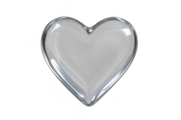 Clear glass heart shape on transparent background