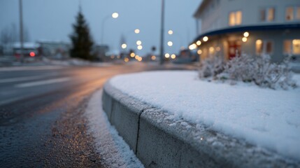 A serene, snow-dusted curbside whispers stories of Yule celebrations and winter solstice magic, embracing quiet urban tranquility