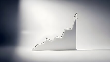 Abstract 3D rendering of an upward trending line graph representing financial growth, business success, and market progress.