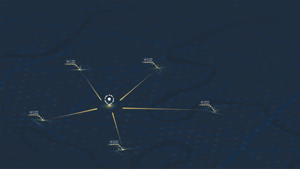 Interface with central hub and connecting data lines. Futuristic GPS tracking concept Vector illustration.