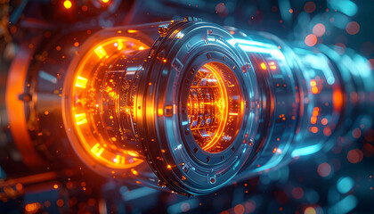 Futuristic Circuitry: A captivating close-up showcases a sleek, glowing circuit core, representing cutting-edge innovation and technological advancement.