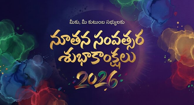 New year poster in telugu, telugu new year wishes