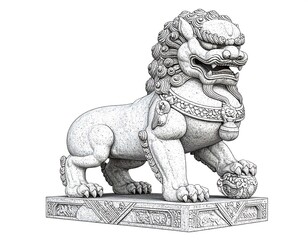 Stone lion statue, detailed design