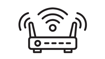 Wireless router icon with signal waves modern design on transparent background silhouette