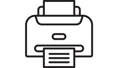 Simple printer icon in a line drawing style on transparent background silhouette