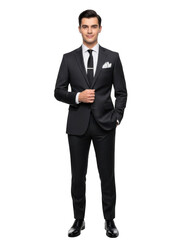 Fototapeta premium Confident businessman in formal attire isolated on transparent background
