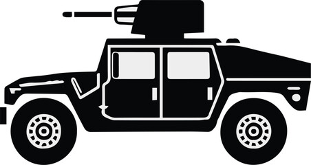 military combat vehicle silhouette top view with mounted gun vector © AIcon Star