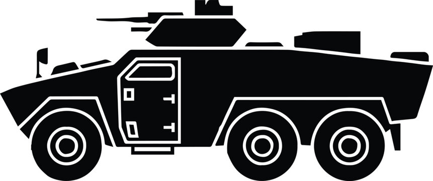 apc military vehicle outline emblem for defense logistics