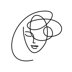 Portrait of a girl with a beautiful hairstyle. Fashion logo. Style icon, hair curls.