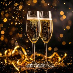 champagne glasses on the background 