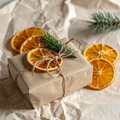 christmas gift box with christmas decorations
