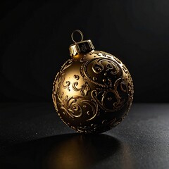 silver christmas ball on black