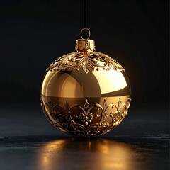 golden christmas ball on black background