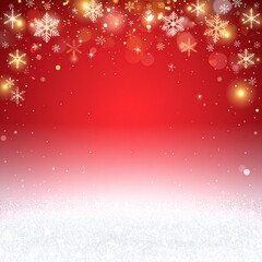 red christmas background with snowflakes