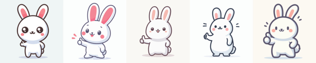 cute rabbit vector giving thumbs up