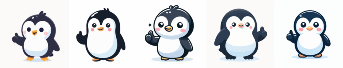 cute penguin vector giving thumbs up