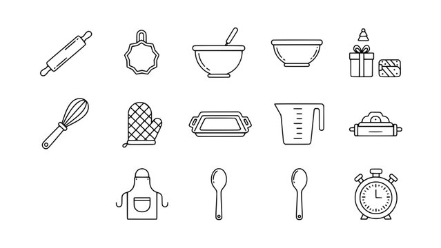 Baking tools prepare christmas cookies in kitchen or utensils assemble baking ingredients with holiday presents