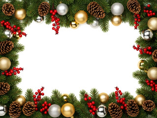 Festive christmas garland frame with ornaments