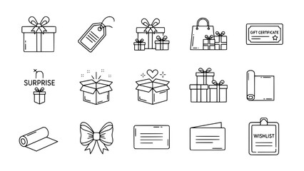 Outline presents make gifts for holiday celebration in minimal christmas design or outline presents tag shows price for festive celebration in minimal shopping design