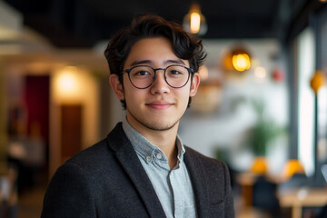 Fototapeta premium Confident Startup Founder Presenting Project Data at Business Presentation Conference as Professional Orator Speaker Generative AI