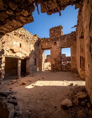 Sun-drenched ruin interior