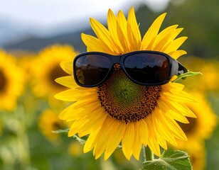 Sunflower wearing sunglasses