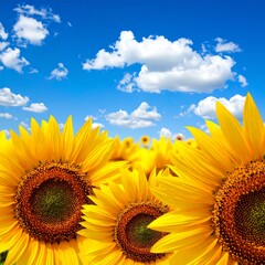 Sunflowers against a vibrant blue sky