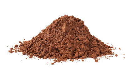 Pile of cocoa powder isolated on white