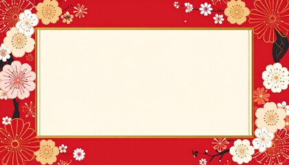 お正月に使える赤の和柄フレーム6
