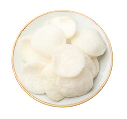 Many rice paper chips isolated on white, top view