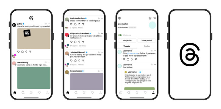 Threads Social Media App Interface Screens, Feed Profile and Post Layout Design
Modern Social Networking UI Screens Collection for Microblogging Platform