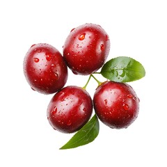 Fresh Jujube with water droplet isolated on a white background.
