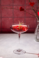 Raspberry cocktail for a romantic valentine's day evening