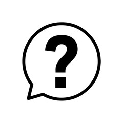 Question mark inside speech bubble