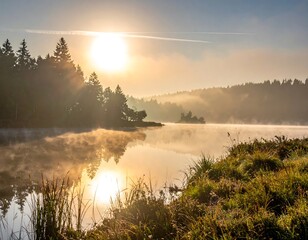 Sunrise over a tranquil lake (1)