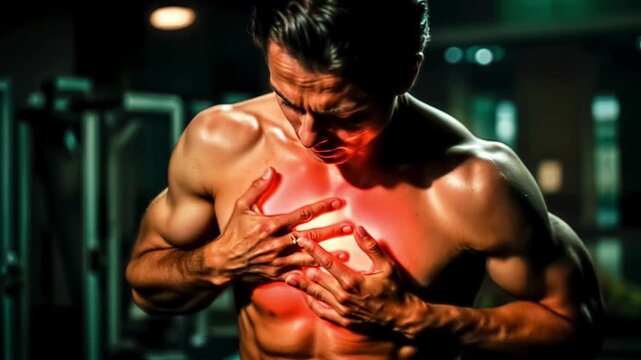 A man experiences a persistent chest pain and discomfort after exercising.