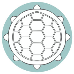 Obraz premium Simple Sea Turtle Illustration: Cute, Stylized Turtle in Circle with Geometric Shell