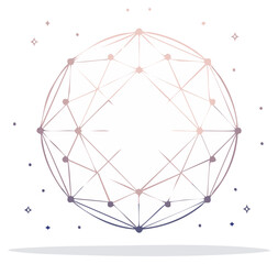 Gradient Geometric Sphere with Connected Lines and Points Abstract Design Element