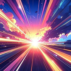 Sunrise speed lines, vibrant colors