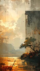 Sunrise over a weathered path