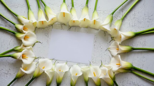 Elegant Zantedeschia Aethiopica Lilies Arrangement on Gray Concrete Background - Floral Still Life Photography for Botanical and Design Use.