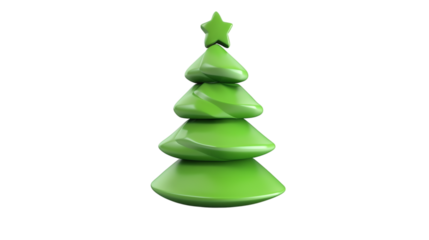Green Christmas tree 3D render icon isolated on white background
