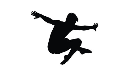Fototapeta premium Silhouette of a person jumping with arms outstretched