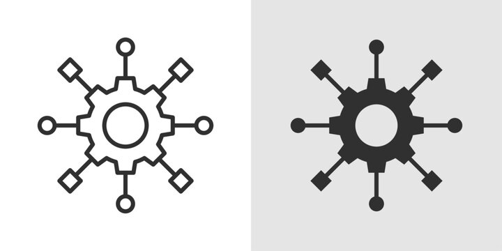 Algorithm icon representing computational logic and processes, featuring flowcharts, nodes, or interconnected lines to symbolize step-by-step problem-solving and data operations.