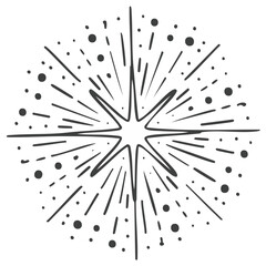 Obraz premium Hand drawn starburst explosion doodle with radiating lines and dots