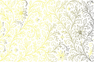 Intricate floral pattern in yellow and white Vector
